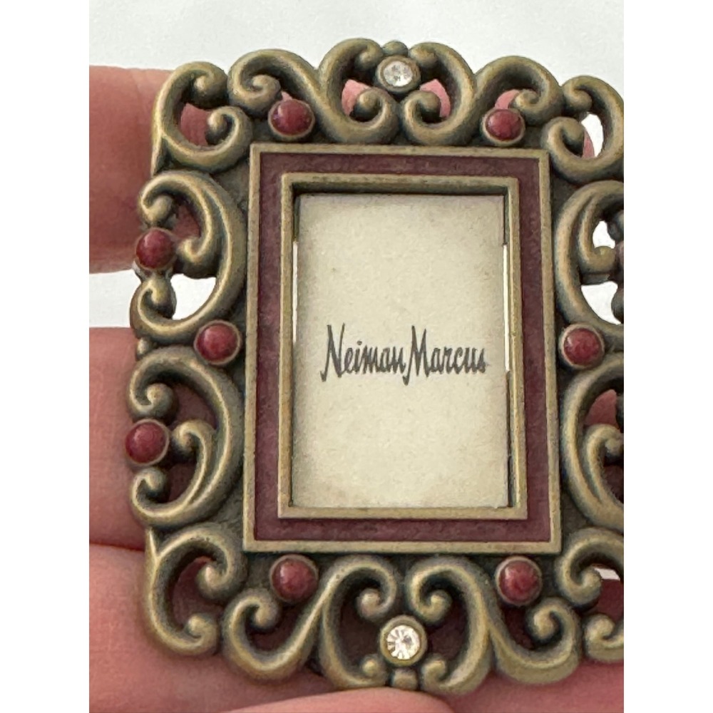 Neiman‎ Marcus Jay Strongwater Mini Picture Frame Gold Tone Red Enamel